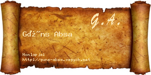 Güns Absa névjegykártya